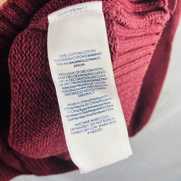 Chaps Sweater Mens L Red Knit Pullover Elbow Patch Quarter Button Mock Neck - Picture 10 of 10